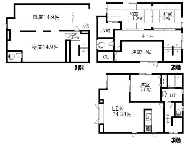 Floor plan. 27.3 million yen, 4LDK + S (storeroom), Land area 136.26 sq m , Building area 208.98 sq m