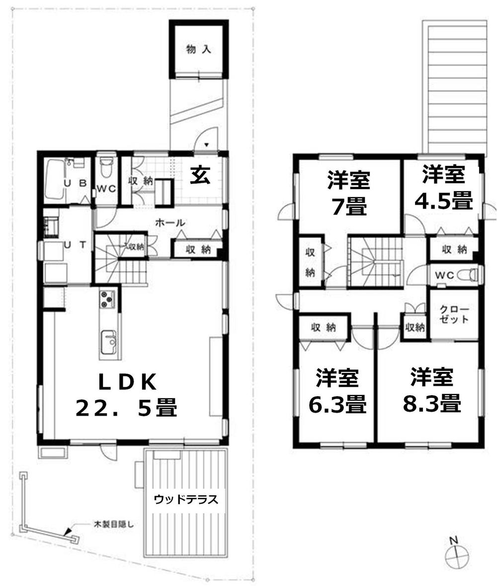 Floor plan. (A Building), Price 26.5 million yen, 4LDK, Land area 158.89 sq m , Building area 130.84 sq m