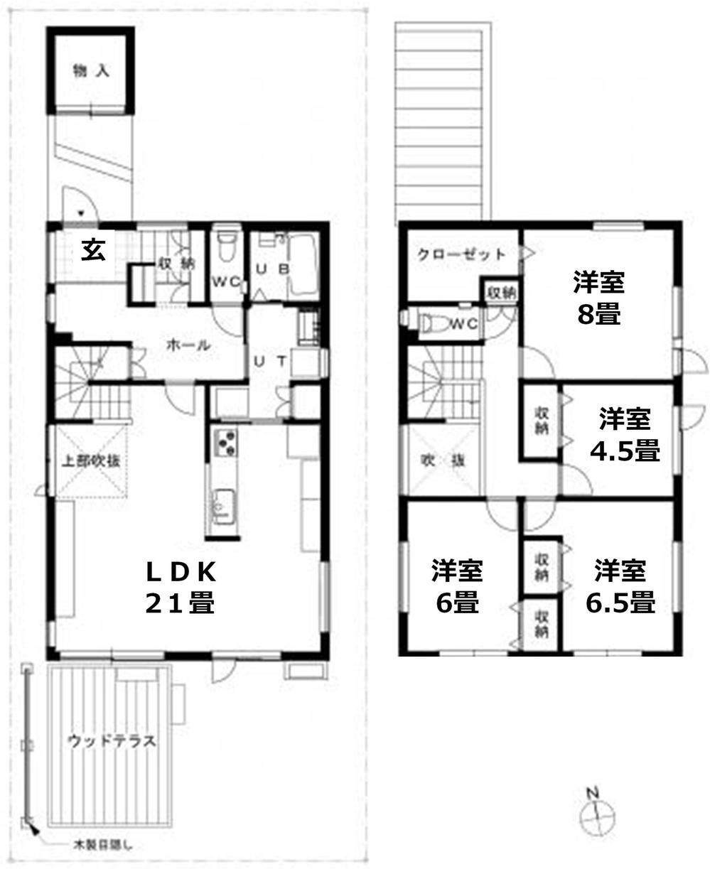 Floor plan. (B Building), Price 26.5 million yen, 4LDK, Land area 163.74 sq m , Building area 130.84 sq m