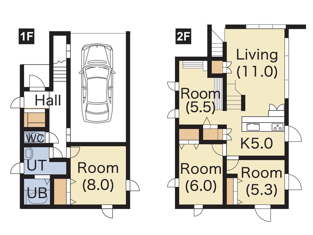 Floor plan. 22,800,000 yen, 4LDK, Land area 131.75 sq m , Building area 118.42 sq m 2380 yen 4LDK Building 35.75 square meters (including garage) Land 39.85 square meters Southeast