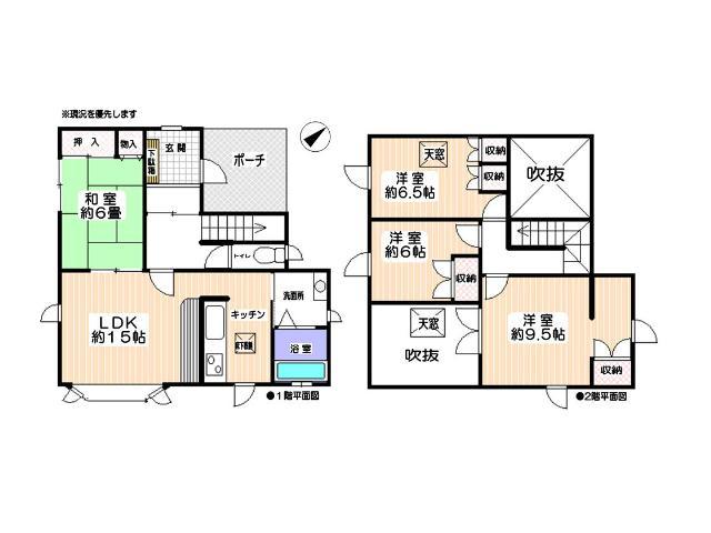 Floor plan. 12.8 million yen, 4LDK, Land area 182.4 sq m , Building area 103.5 sq m Floor