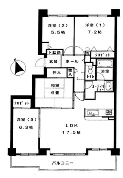 Floor plan. 4LDK, Price 16.8 million yen, Occupied area 90.65 sq m , Balcony area 14.65 sq m