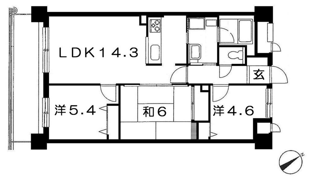 Floor plan. 3LDK, Price 9.8 million yen, Occupied area 65.85 sq m , Balcony area 10.4 sq m