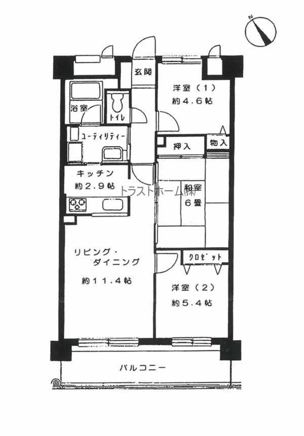Floor plan. 3LDK, Price 9.8 million yen, Occupied area 65.85 sq m , Balcony area 10.4 sq m floor plan