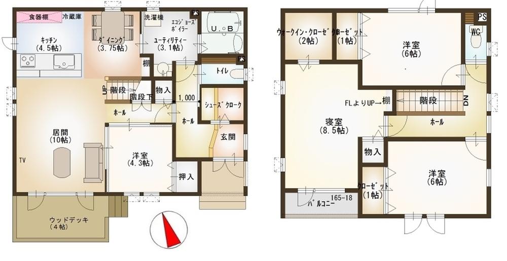 Floor plan. 28.8 million yen, 4LDK, Land area 185.54 sq m , Building area 115.82 sq m