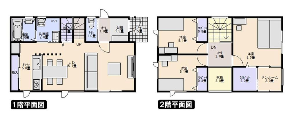 Building plan example (floor plan). Building plan example (No. 4 locations) Building Price 14.2 million yen, Building area 99.17 sq m
