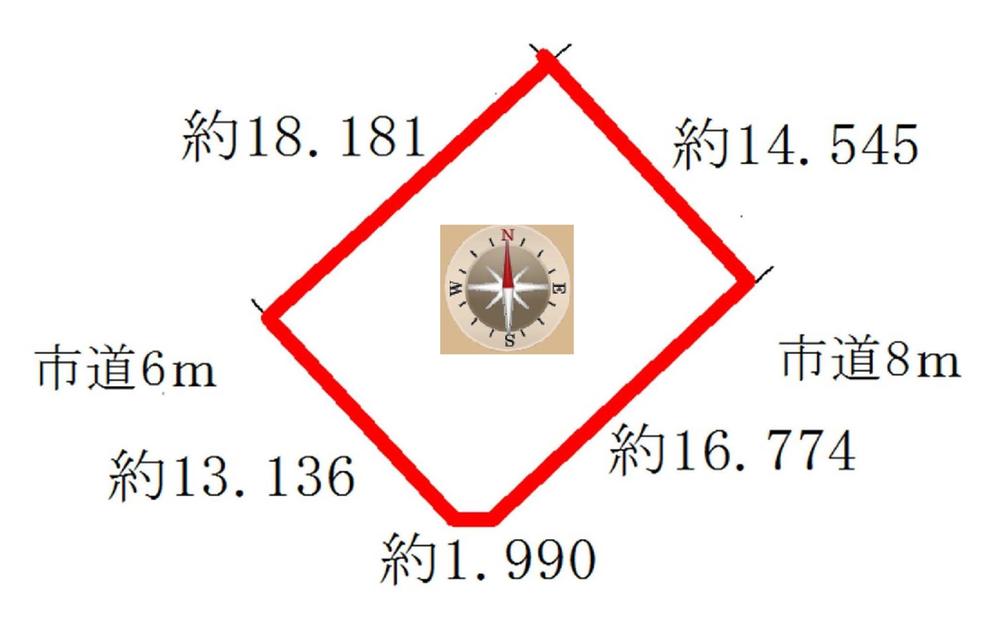 Compartment figure. Land price 6 million yen, In terms of the display between the land area 263.47 sq m Legal Affairs Bureau equipping drawings m display. It will honor the current situation. 