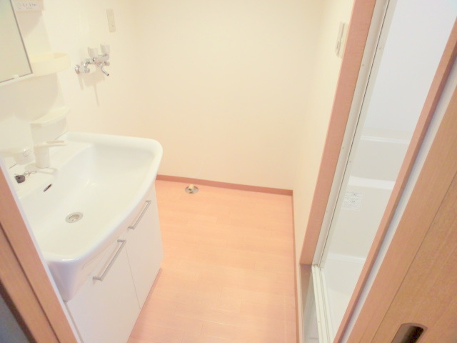 Washroom. There is also a bathroom vanity.