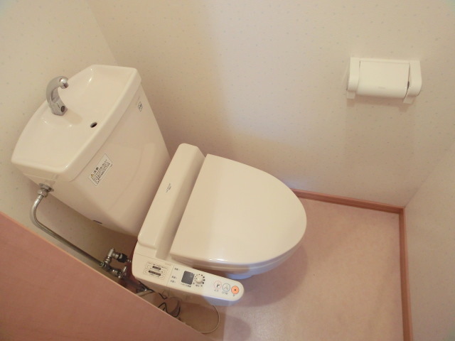 Toilet. We with warm water cleaning toilet seat.