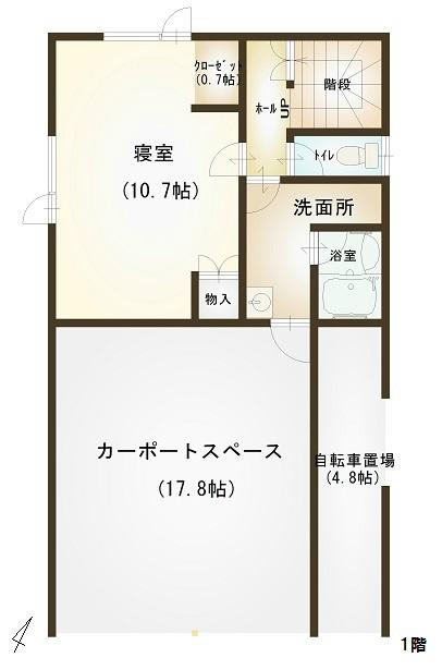 Floor plan. 7.5 million yen, 2LDK, Land area 187 sq m , Building area 98.54 sq m 1 floor