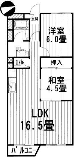 Floor plan. 2LDK, Price 3.98 million yen, Footprint 59.4 sq m , Balcony area 2.62 sq m