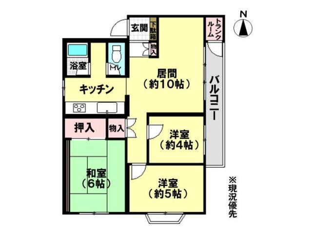 Floor plan. 3LDK, Price 5.3 million yen, Occupied area 66.11 sq m , Balcony area 5.45 sq m Floor