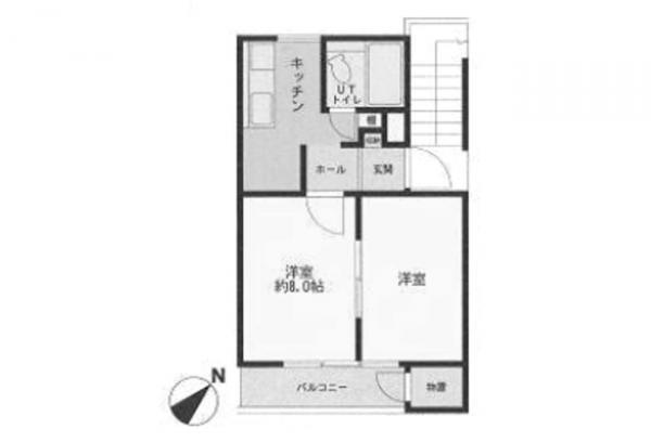 Floor plan. 2K, Price 2.7 million yen, Occupied area 28.52 sq m , Balcony area 3.19 sq m