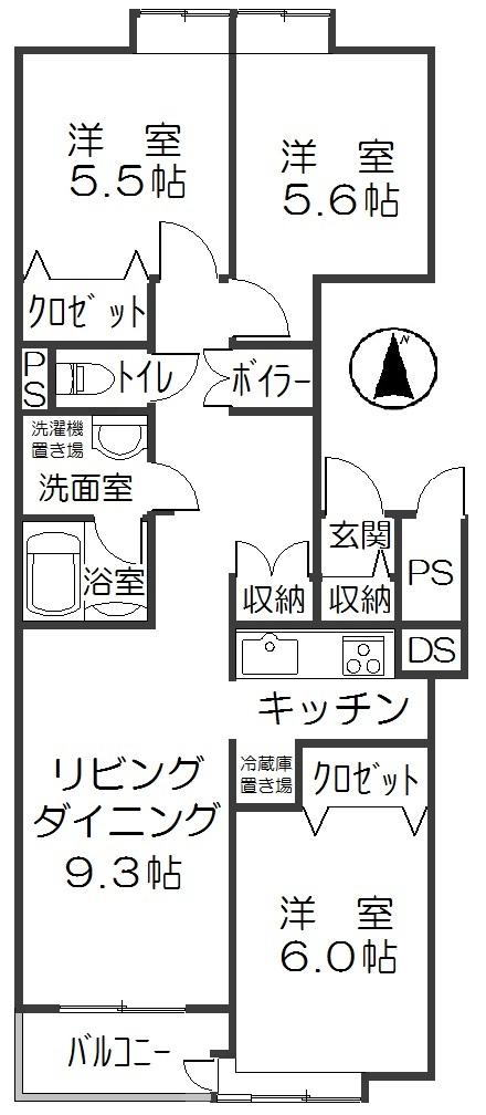 Floor plan. 3LDK, Price 7.2 million yen, Occupied area 72.44 sq m , Balcony area 3.24 sq m Floor