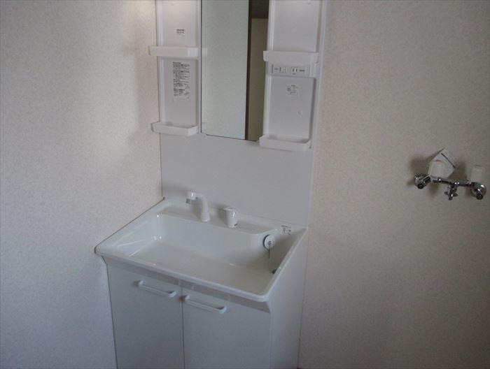 Wash basin, toilet. Vanity of new