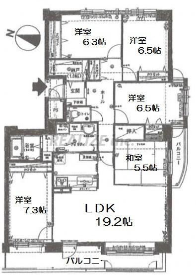 Floor plan. 5LDK + S (storeroom), Price 12.8 million yen, Footprint 115.83 sq m , 5 rooms of balcony area 17.48 sq m captivating