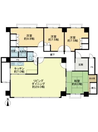 Floor plan. 4LDK, Price 8.9 million yen, Footprint 141.64 sq m