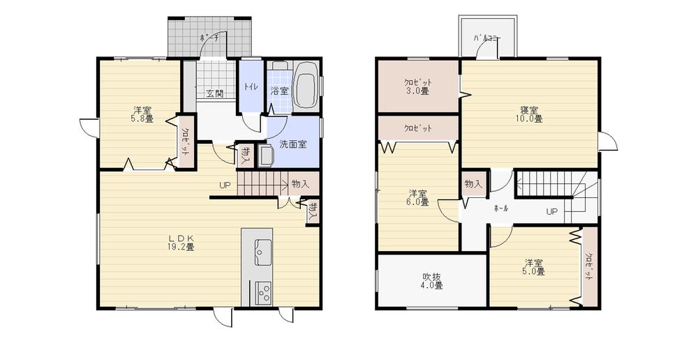 Floor plan. 19,980,000 yen, 4LDK + S (storeroom), Land area 193.75 sq m , A building area of ​​112.6 sq m atrium spacious 4LDK ☆