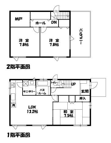 Floor plan. 9.8 million yen, 3LDK + S (storeroom), Land area 173.58 sq m , Building area 94.71 sq m