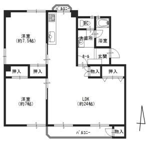 Floor plan. 2LDK, Price 4.2 million yen, Occupied area 93.71 sq m