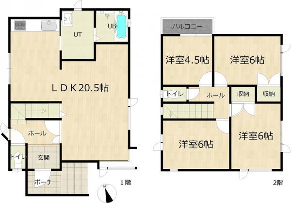 Floor plan. 15.9 million yen, 4LDK, Land area 165.3 sq m , Building area 96.39 sq m parking parallel three 4LDK Living-dining kitchen is located Pledge 20.5