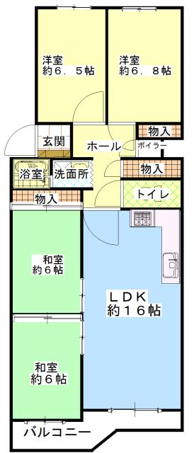 Floor plan. 4LDK, Price 9.8 million yen, Occupied area 85.71 sq m , Balcony area 9 sq m