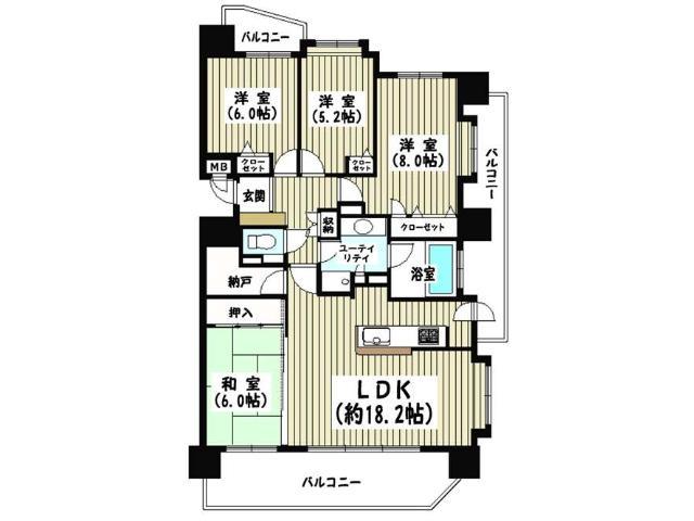 Floor plan. 4LDK+S, Price 25,900,000 yen, Occupied area 98.09 sq m , Balcony area 27.77 sq m Floor