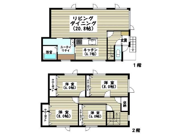 Floor plan. 21,800,000 yen, 4LDK, Land area 157.5 sq m , Building area 155.33 sq m Floor