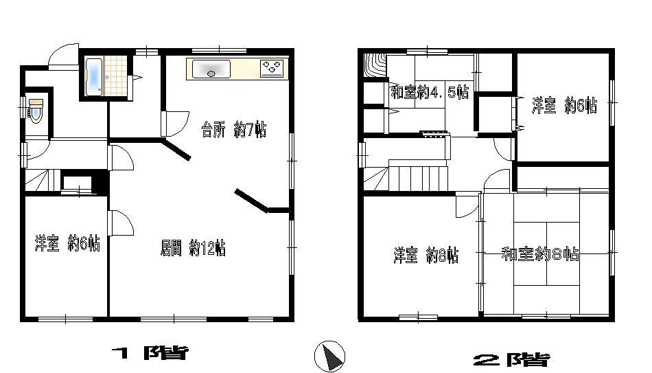 Floor plan. 8.5 million yen, 5LDK, Land area 208.53 sq m , Building area 114.21 sq m