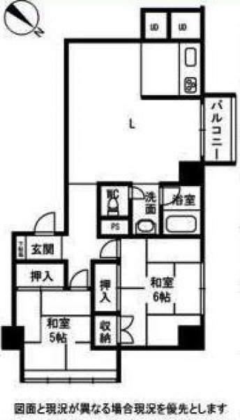 Floor plan. 2LDK, Price 5.8 million yen, Occupied area 62.06 sq m , Balcony area 2.7 sq m
