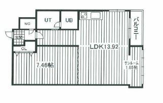 Floor plan. 1LDK, Price 3.85 million yen, Occupied area 56.08 sq m , Balcony area 1 sq m