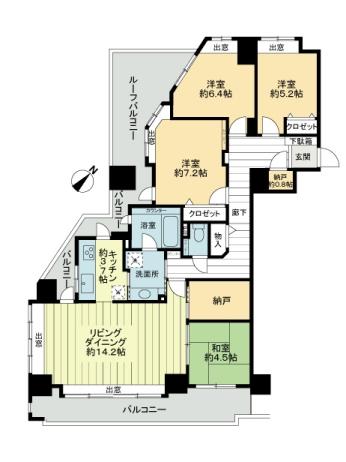 Floor plan. 4LDK, Price 22,800,000 yen, Occupied area 99.79 sq m , Balcony area 22.06 sq m