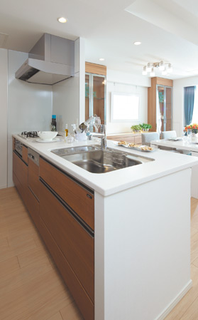 Kitchen.  [kitchen] Kitchen with enhanced to the beauty of a number of attentive function. Wide sink that can be a big pot is also comfortably washable so that to have a depth in the central part. Under the sink and a drawer under the gas stove is, Adopt a large slide type.