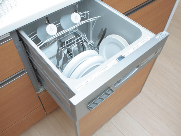 Kitchen.  [Dishwasher] Built-in a dishwasher in the kitchen cabinet. Since sliding you can out of tableware smoothly. Wash it evenly to every nook and corner in the adoption of two-stage nozzle extending in water pressure.