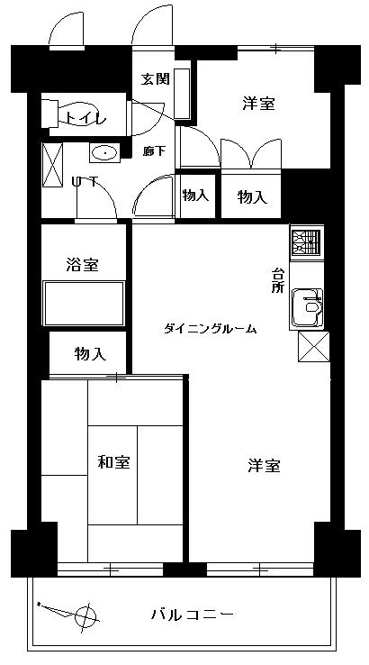 Floor plan. 2LDK, Price 5.8 million yen, Occupied area 46.29 sq m , Balcony area 6.24 sq m
