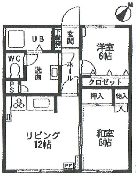 Floor plan. 2LDK, Price 7.8 million yen, Footprint 57 sq m