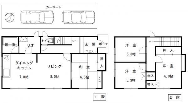Floor plan. 13,450,000 yen, 4LDK, Land area 190.11 sq m , Building area 92.33 sq m