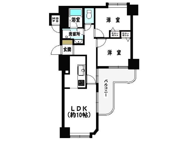 Floor plan. 2LDK, Price 8.8 million yen, Occupied area 51.93 sq m , Balcony area 8.05 sq m Floor