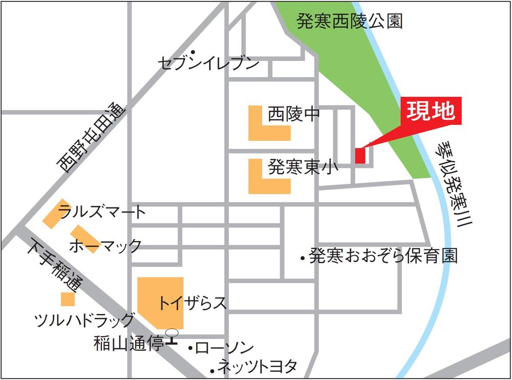 Local guide map. small ・ Junior high school and nursery, park, Super, such as a convenient walking distance!