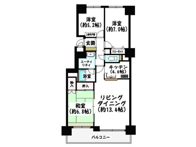 Floor plan. 3LDK, Price 12.2 million yen, Occupied area 76.86 sq m , Balcony area 10.29 sq m Floor