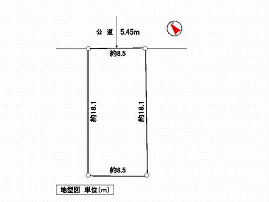 Compartment figure. 8.5m facing land a population of between Sapporo road width member 5.45m. 