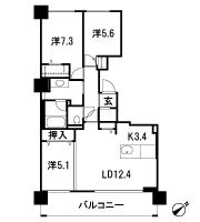 Floor: 3LDK, occupied area: 77.52 sq m, Price: 25,890,000 yen