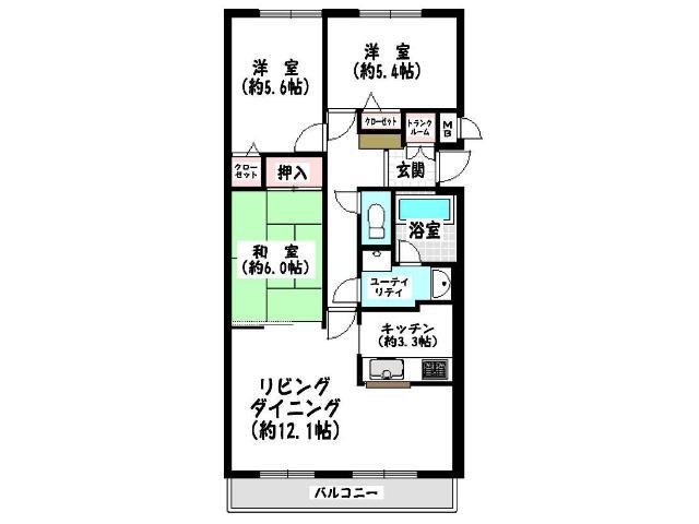 Floor plan. 3LDK, Price 11.8 million yen, Occupied area 72.82 sq m , Balcony area 7.32 sq m Floor