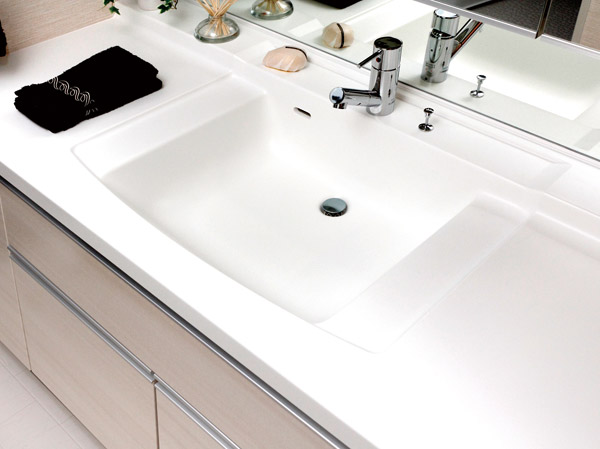 Bathing-wash room.  [Square bowl integrated counter] Adopt a stylish square bowl. Design in pursuit of ease of use and beauty. (Same specifications)