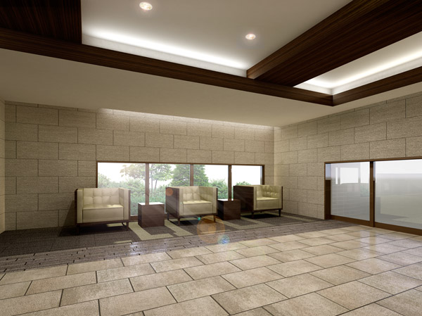 Shared facilities.  [Entrance hall] Once inside one step, Spacious open feeling and, Chic entrance hall, which is summarized in the two-tone beige and dark brown, It welcomed the live person and visit people. (Rendering)