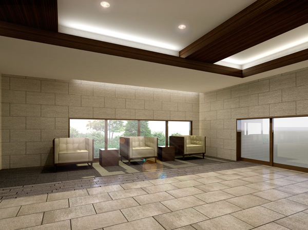 Other. Once inside one step from the entrance, Spacious open feeling and, The chic entrance hall, which is decorated in beige and dark brown two-tone (Entrance Hall Rendering)