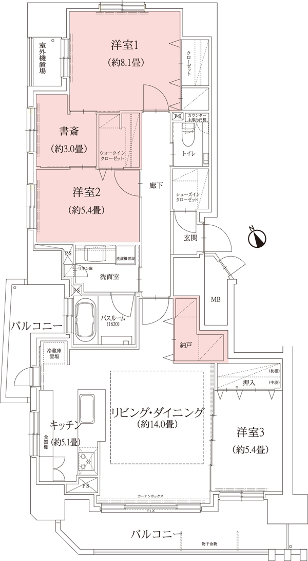 Other. A1 type Choice Plan Provided with a study that can enter and exit from both 3LDK Western-style 1 and Western 2, A large walk-in closet and LD next to plan the closet. Further expand the amount of storage