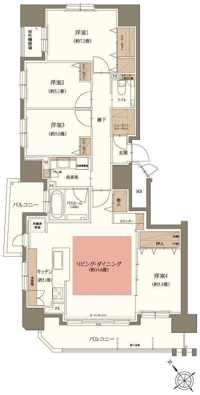 Floor: 4LDK + SIC, the occupied area: 102.08 sq m, Price: 39,301,000 yen ~ 45,585,000 yen