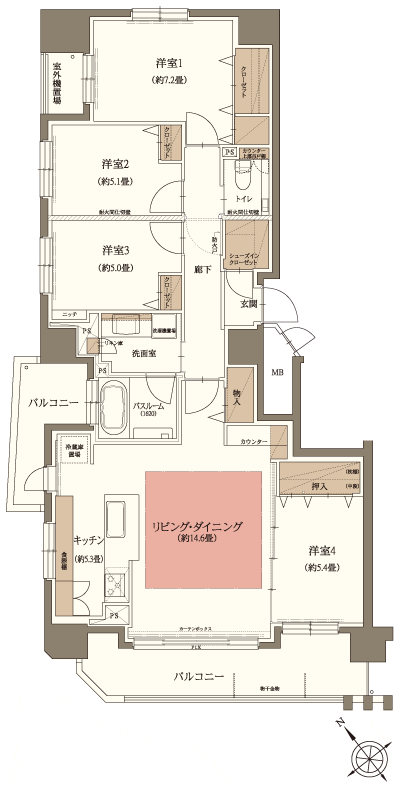 Floor: 4LDK + SIC, the occupied area: 102.08 sq m, Price: 45,904,000 yen ~ 47,928,000 yen