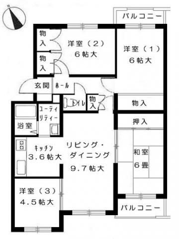 Floor plan. 4LDK, Price 10.5 million yen, Occupied area 77.75 sq m , Balcony area 5.4 sq m